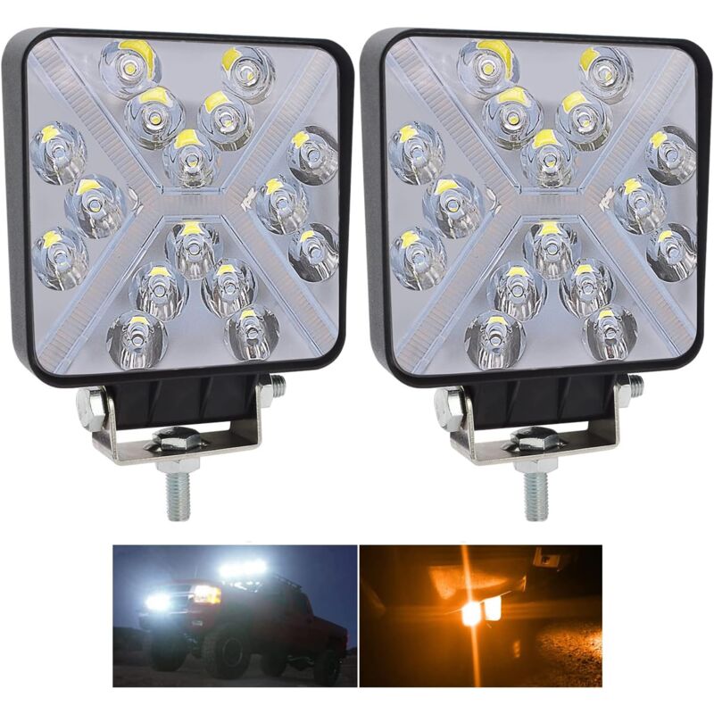 Phare de Travail led 12V 48W 4'' Projecteur led Voiture Exterieur IP67 Spot Flood Feux Antibrouillard led Feux Additionnels led pour Tracteur Moto