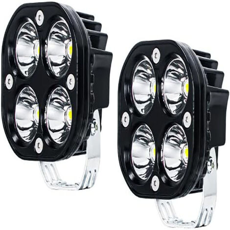 Phare de Travail LED 2x20W Projecteur LED Jaune Carré Antibrouillard Offroad pour Voiture Tracteur Moto Feux de Pêche (2x20W Blanc)