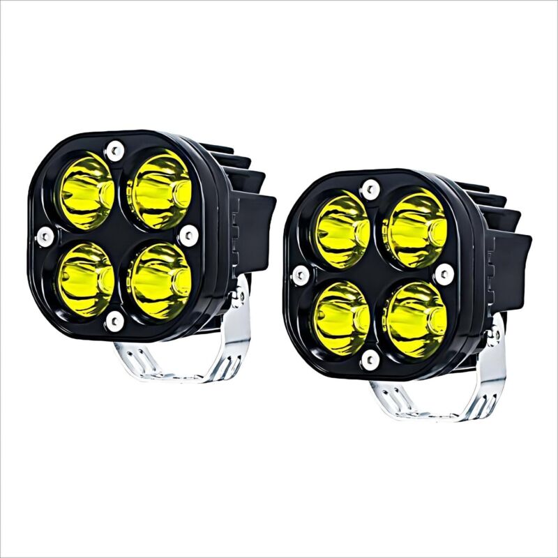 Phare de Travail LED 2x20W Projecteur LED Jaune Carré Extra Spot Antibrouillard Offroad pour Voiture Tracteur Moto Feux de Pêche