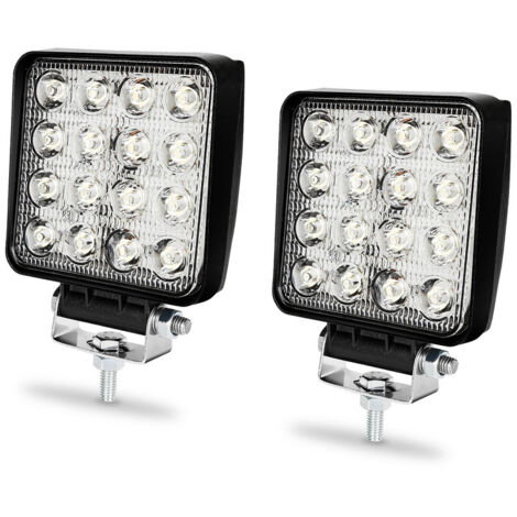 Phare de Travail LED 48W LED Phare Travail Projecteur FeuPCS Antibrouillard pour Voiture Camion UTV SUV Offroad Tracteur Bateau 2PCS