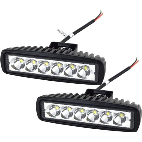 AOUGO Phare de Travail LED Barre LED 12V 18W 15cm Projecteur LED Voiture Etanche IP67 Spot Feux Antibrouillard LED Feux de Travail pour 4x4 Moto Voiture Camion Tracteur SUV Bateau