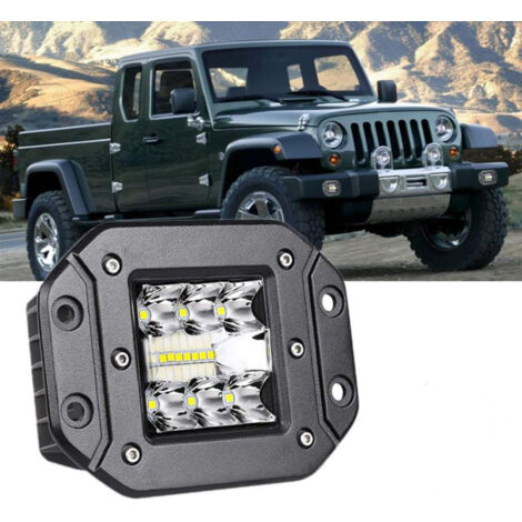Phare de Travail LED CarrÉ 5 Pouces 22W 4200LM 12-24V 6500K, Ailettes IntÉgrÉes, Encastrable, Projecteur pour Moto Camion 4x4 SUV Universel(2pcs)