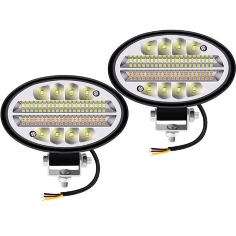 Phare de Travail LED Ovale 144W, Projecteur LED 12V/24V Etanche 5.5", Feu Universel pour Camion, Tracteur, SUV & Bateau