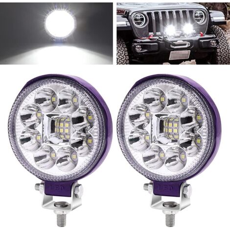 Phare de travail LED pour projecteur de moto de 3 pouces, feu antibrouillard LED rond 2PCS 12V 24V.