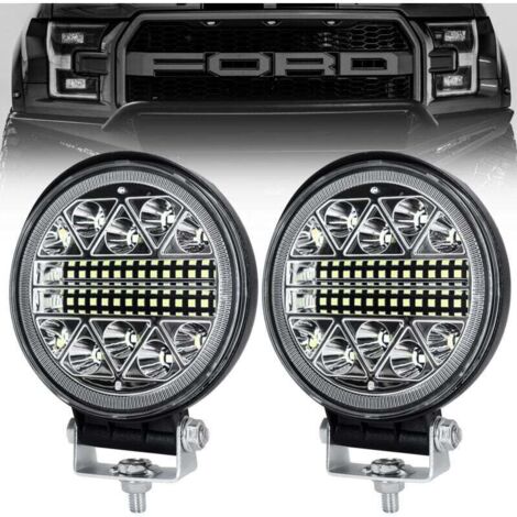 phare de travail led tracteur 2 x 102W 4 "LED Projecteur Ronde Phares Longue Portee led IP68 Spot Flood Lumière de recul pour Voiture Camion Tracteur SUV Bateau