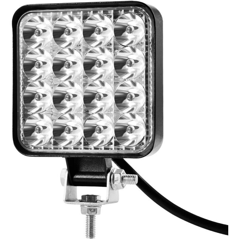 VURAHOME - Phare de Travail led Tracteur 48W, 12V 24V Phare LED Travail, Phares Longue Portee led, IP67 Imperméable, 6500K, Feux Antibrouillard pour