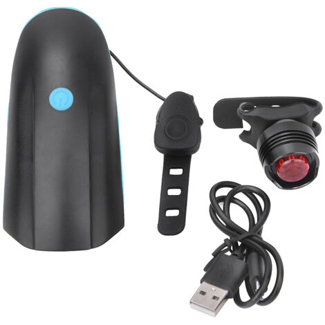 Phare de Vélo USB avec Klaxon 120DB et Éclairage LED Bleu pour Cyclisme Nocturne
