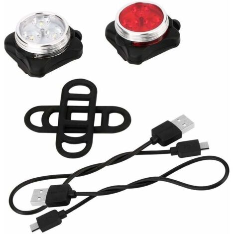 Phare Lampe LED de Vélo, Imperméable Antichoc Vélo Rechargeable Arrière Inclut USB Câble, 4 Modes de Luminosité, pour Éclairage Extérieur(Coquille Noire lumière Rouge)