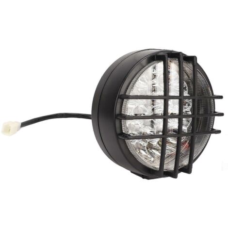 Phare LED 12V 3 fils avec grilles de protection pour motos tout-terrain 50cc à 200cc, éclairage offroad puissant, compatible 70cc 90cc 110cc 125cc 150cc 200cc.