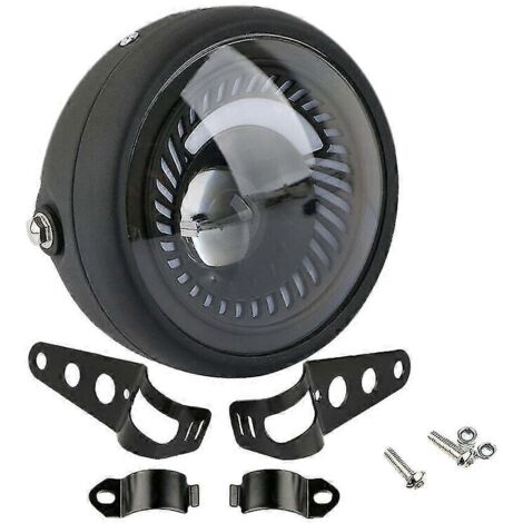 Phare LED 6,5 pouces blanc spiralé avec support latéral pour moto Cafe Racer Bobber