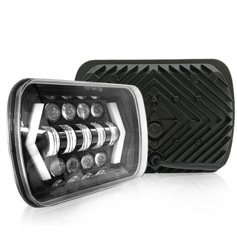 Phare LED 7 Pouces Double Couleur Blanc/Jaune pour Jeep Wrangler, Feux de Route et Croisement avec Lentille, 12LED 3535, 9-32V 12V/24V, IP67, Éclairage Tout-Terrain Universel pour Camion, SUV, Véhicul
