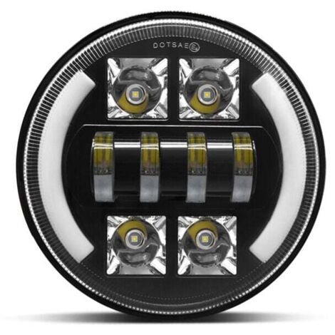 Phare LED 7 pouces pour voiture et moto, rond, étanche IP67 avec DRL, clignotant, feux de croisement et de route
