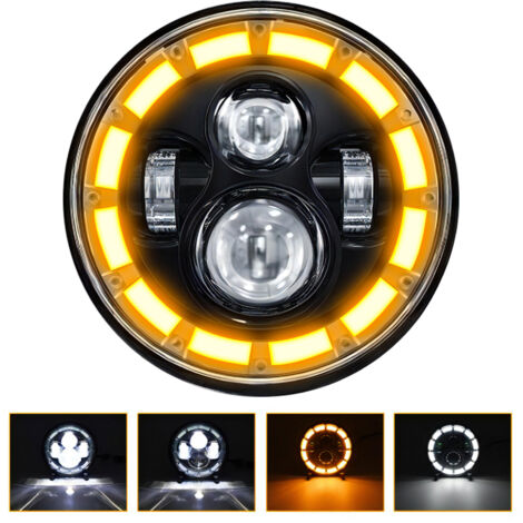 Phare LED de 7 pouces, phare rond étanche avec feux de croisement et de route, clignotant DRL pour voitures et motos, 1 pièce.