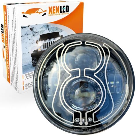 Phare LED Dégivrant Moto / Jeep 770H - Rond 7" 40W 4500Lms 5500K - Noir - XENLED Phare moto