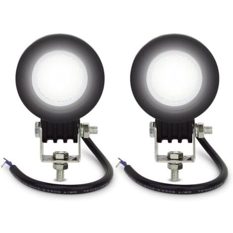 Phare LED Moto 10W Feux Additionnels Moto, Phare de Travail à LED Floodlight 12V, Feux de Brouillard Supplémentaires pour Moto Off-Road ATV avec Support de Montage 6500K, 2PCS