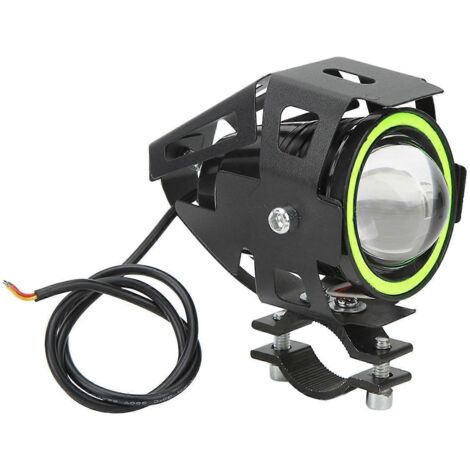 Phare LED moto 30W avec œil d'ange, faisceaux haut et bas, étanche IP68, universel 12‑60V, spot de conduite puissant.