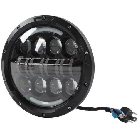 Phare LED Moto 7 pouces 6000K Blanc 3000LM 12V 80W Étanche Universel, Éclairage Puissant Moto Customisée, Projecteur Moto Haute Luminosité Anti-Brouillard