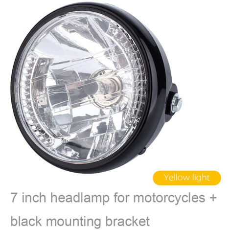 Phare LED moto 7 pouces rond - Lumière jaune, 12V, 35W, haute luminosité