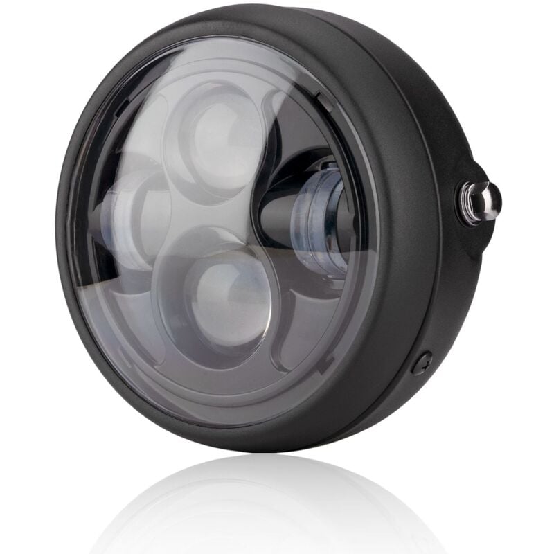 Fitags - Phare Led Moto Rond, 16.5 cm Avant Universel Blanc Lampe Frontale-Noir