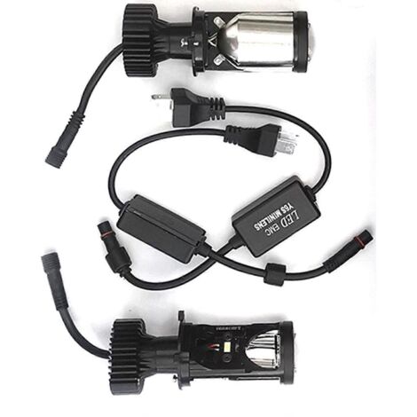 Phare LED Moto Y6D-H4, Ampoule Ultra Lumineuse Œil de Poisson, Aluminium 12-24V, Feux de Route/Croisement, Kit Haute Performance.