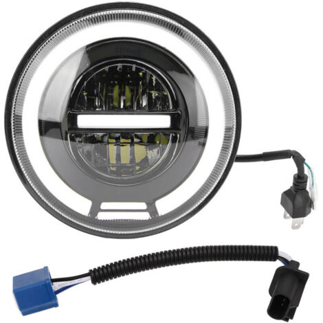 Phare LED pour Moto 7 Pouces, Éclairage Universel IP67 Étanche 12-80V Rouge Jaune