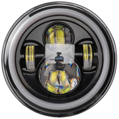 Phare LED rond 7 pouces 12V/24V pour moto, voiture et Jeep Wrangler - Lampe de route puissante, feux de croisement, éclairage tout-terrain.