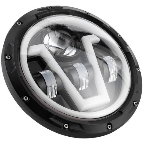 Phare LED rond 7 pouces, lumière blanc/jaune, IP67 étanche, compatible Jeep Wrangler JK 2007-2018.