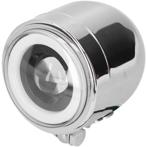 Phare LED universel avec yeux d'ange ronds de 4,25 pouces, feux de route et de croisement rétro pour moto DRL chromé, lumière blanche
