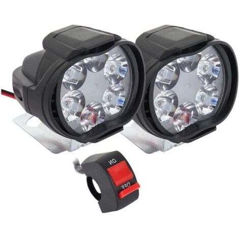 Phare Moto Feux Additionnels LED, 2Pcs Phares Avant Phares Supplémentaires pour Moto 12V Anti Brouillard Projecteur Spot avec Interrupteur pour Truck Moto Quad Scooter