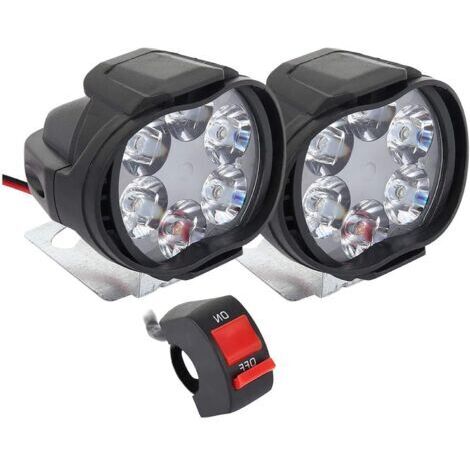 Phare Moto Feux Additionnels LED, 2Pcs Phares Avant Phares Supplémentaires pour Moto 12V Anti Brouillard Projecteur Spot avec Interrupteur pour Truck Moto Quad Scooter