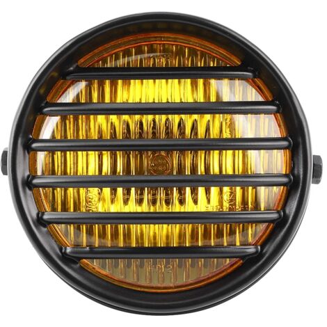 Phare moto rond 6 pouces - Verre jaune et ampoule halogène 35W