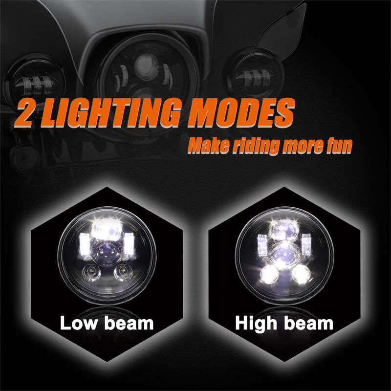 Phare Retro De Moto Led Rond 12V, Adapte Pour 5,75 Pouces, Blanc