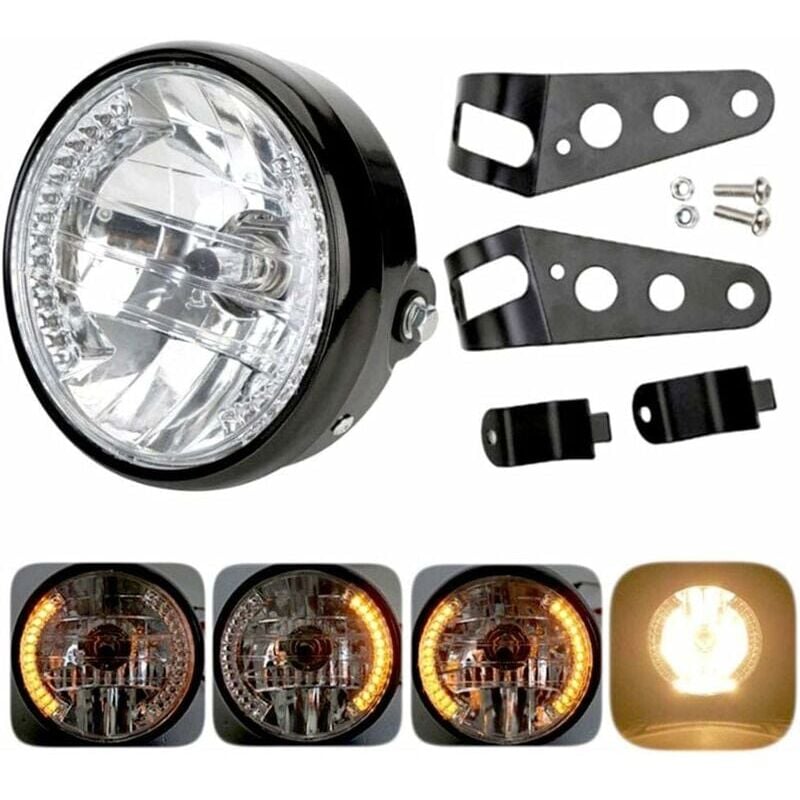 Serbia - Phare rond pour moto - Projection led avec support de fixation - halogène led 12 v 17,8 cm,