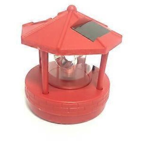 Phare solaire moyen SZTXJ - Décoration de jardin, pelouse, terrasse, cour - Phare solaire LED rouge rotatif et étanche pour extérieur
