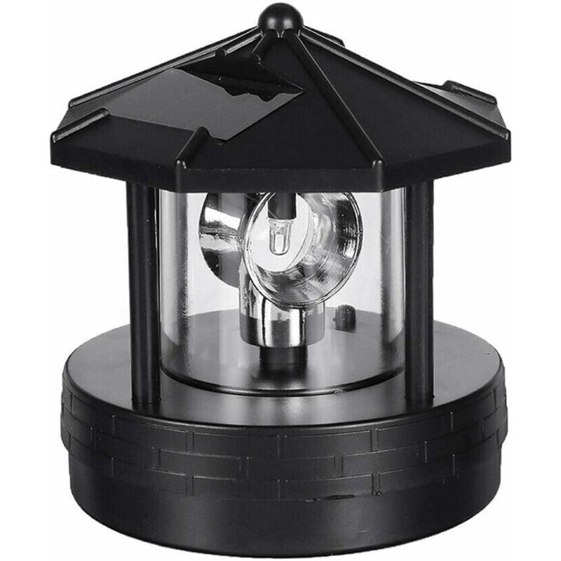 Phare à led à énergie solaire, rotatif à 360 degrés, étanche, statue rotative pour jardin, cour, décoration extérieure, noir - Lablanc