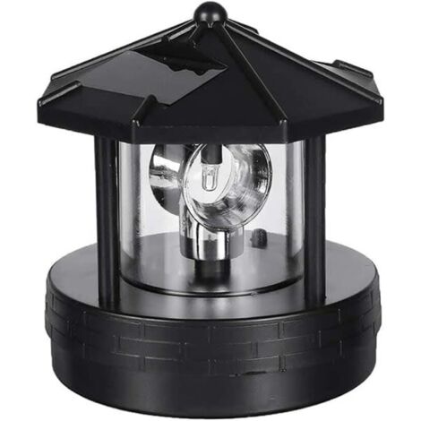 Phare solaire rotatif à LED, lampe de jardin étanche, éclairage décoratif pour terrasse et jardin extérieur (noir)
