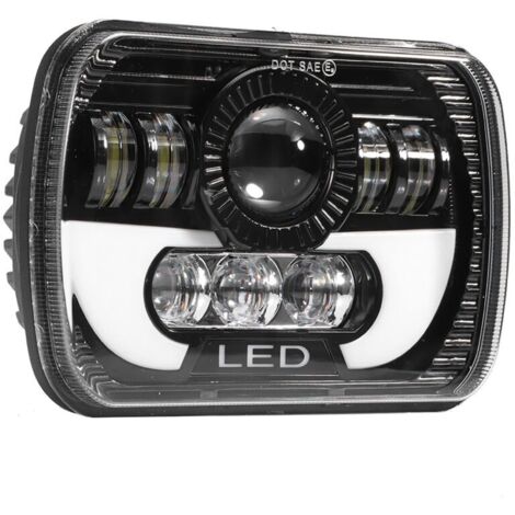 Phare universel 5x7 pouces, LED carrée 90 W, feux de route/croisement, étanche