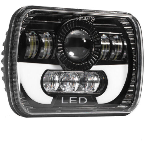 Phare universel 5x7 pouces, LED carrée 90 W, feux de route/croisement, étanche-Crezuo