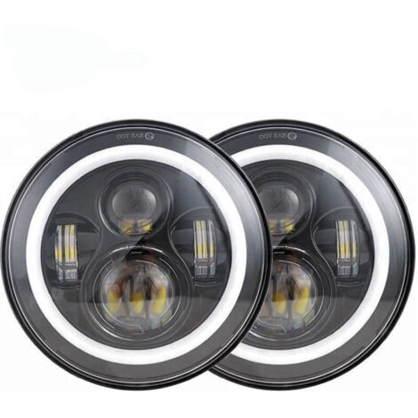 Phare Wrangler de 7 pouces, cercle complet, ouverture œil d'ange, project de moto, phare LED de voiture modifié