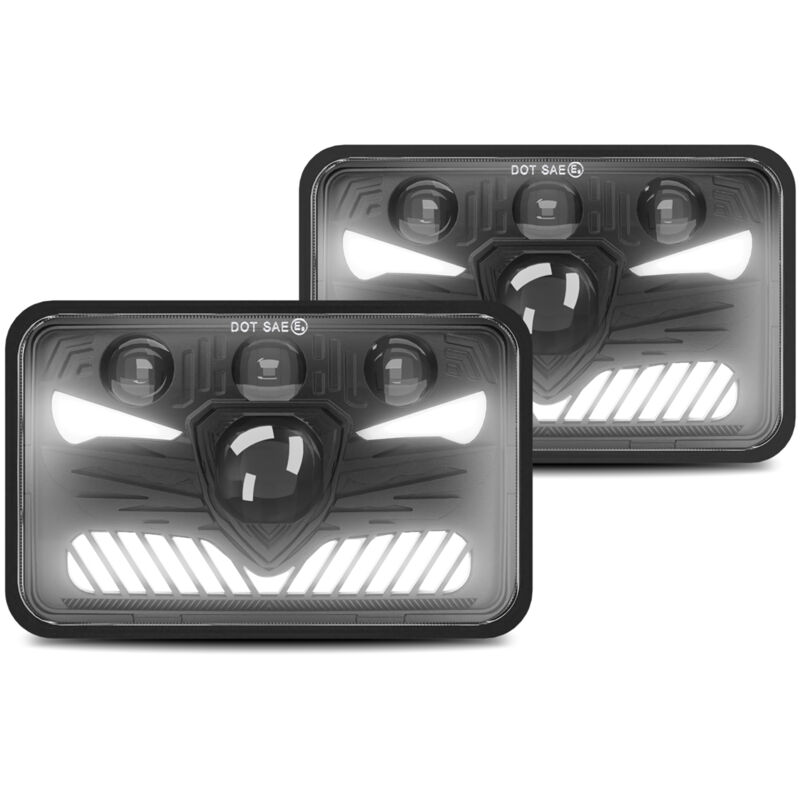 Lifcausal - Phares à led 4x6 Phares à led carrés de 5 pouces 1 paire avec feux de jour Clignotants Feux de route/feux de croisement 4 modes lumineux