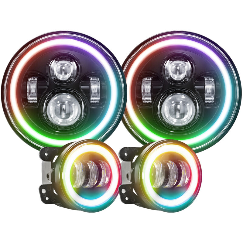 Lifcausal - Phares à led 7'' et feux antibrouillard 4'', kit de phares ronds et de feux antibrouillard avec feux de route/croisement drl de