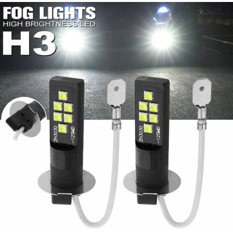 Phares antibrouillard LED de voiture 80W paire ampoules de phares H3 LED ampoule 6000-6500K DRL lampe de conduite - Le noir