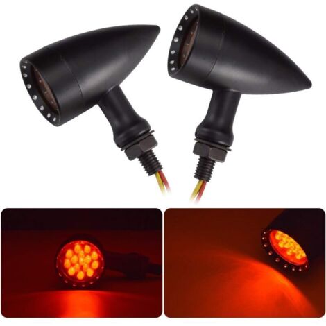 Phares clignotants anti-brouillard avant et arrière  pour moto - En forme de balle noire