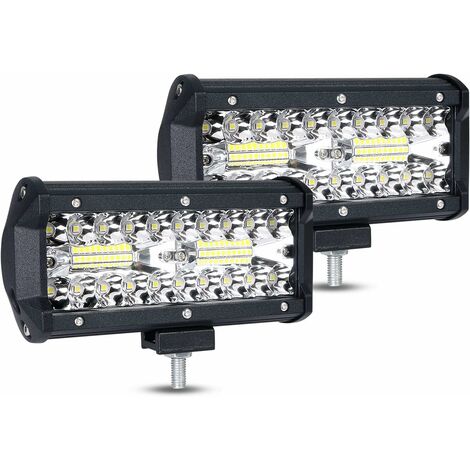 Phares de Travail LED, 7 Pouces 120W Projecteur LED Voiture Étanche IP65 Spot Flood Feux Antibrouillard LED Poutre Combo pour Camion, Voiture, VTT, VUS, Bateau