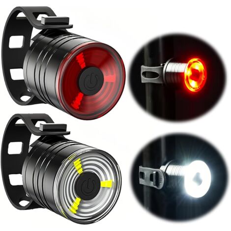 Phares de vélo Avant et arrière avec 3 Modes d'éclairage, Petit Phare de vélo pour vélo, VTT, Casque, Chapeau, Sac à Dos, Promenade du Chien
