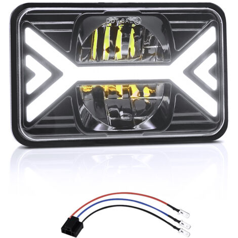 Phares de voiture LED 5 pouces, 1 pièce, phare 4x6 pouces avec faisceau haut/bas blanc, clignotant ambre DRL
