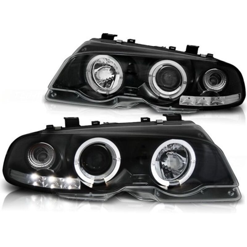 Viking Choice - Phares double halo jantes bmw E46 04 99-03 03 coupe angel eyes noir
