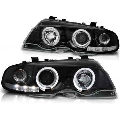 Phares double halo jantes BMW E46 04 99-03 03 COUPE ANGEL EYES NOIR