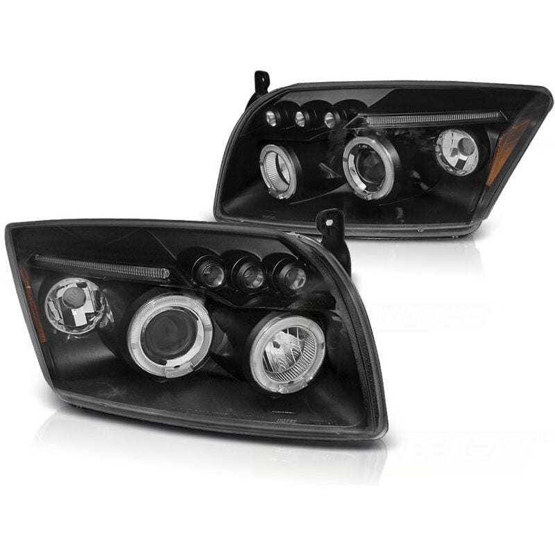Phares double halo jantes DODGE CALIBRE 06-12 ANGEL EYES NOIR