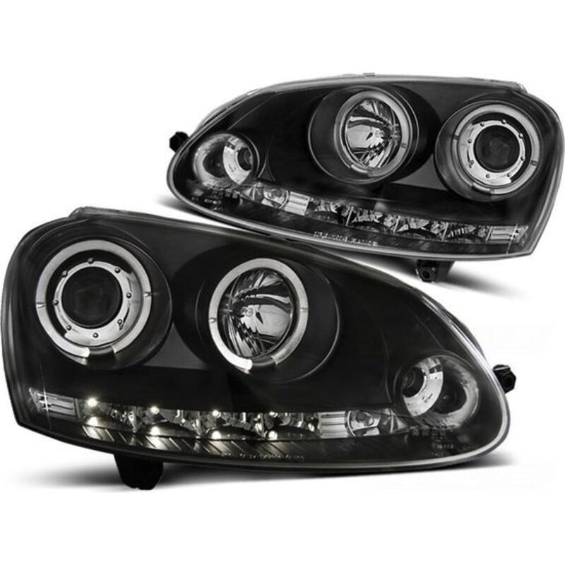 Viking Choice - Phares double halo jantes vw golf 5 10 03-09 angel eyes noir
